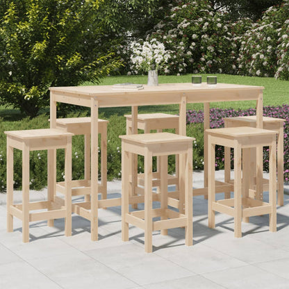 Ensemble de bar de jardin 7 pcs Bois de pin massif