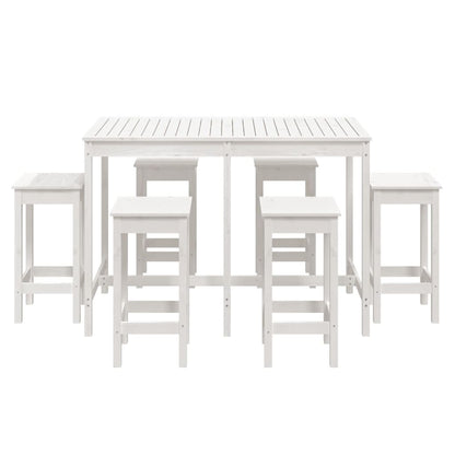 Ensemble de bar de jardin 7 pcs blanc bois de pin massif