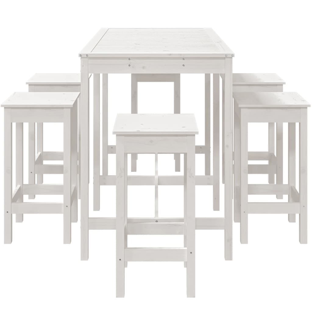 Ensemble de bar de jardin 7 pcs blanc bois de pin massif