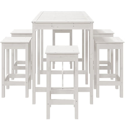 Ensemble de bar de jardin 7 pcs blanc bois de pin massif