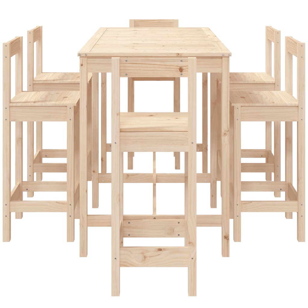 Ensemble de bar de jardin 7 pcs Bois de pin massif