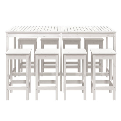 Ensemble de bar de jardin 9 pcs blanc bois de pin massif