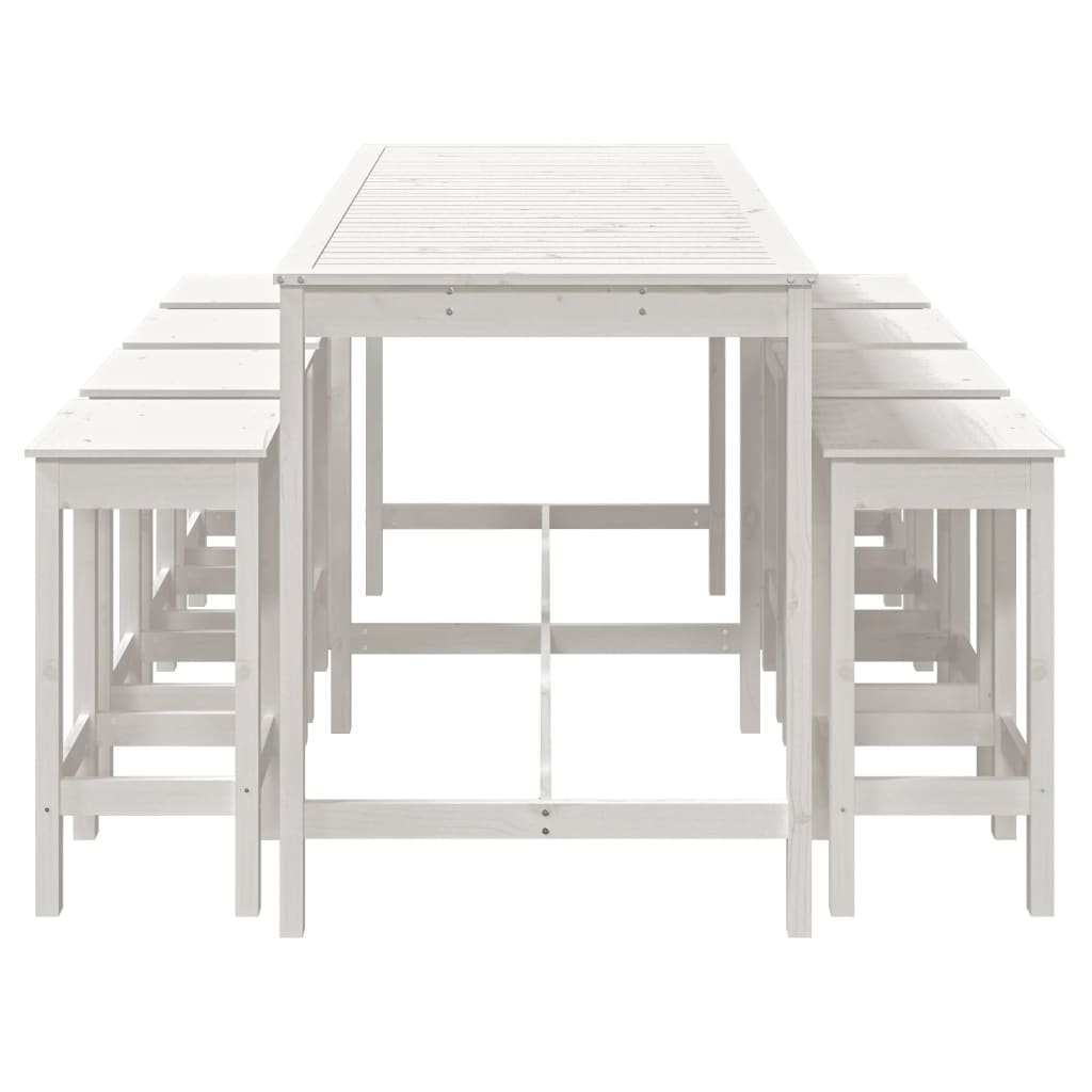 Ensemble de bar de jardin 9 pcs blanc bois de pin massif