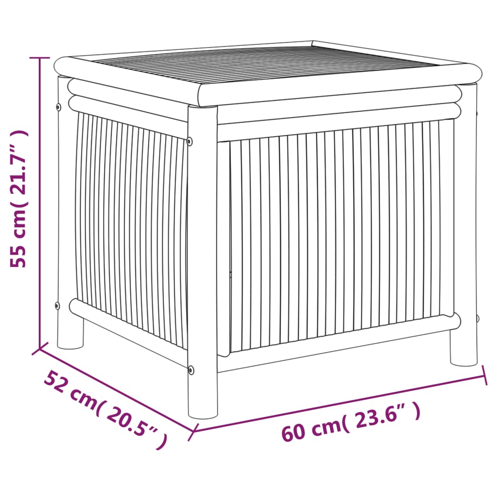 Boîte de rangement de jardin 60x52x55 cm Bambou