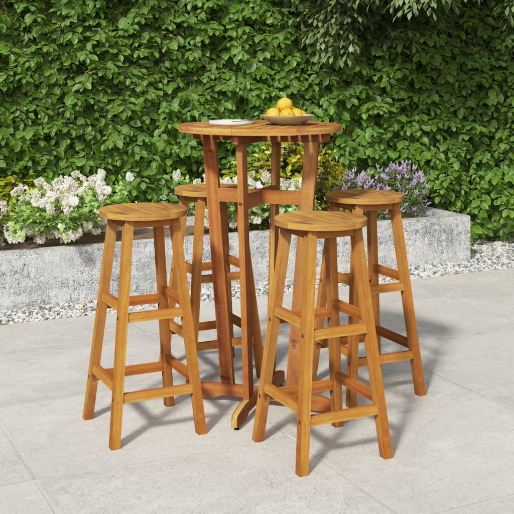 Ensemble de bar de jardin 5 pcs bois d'acacia solide