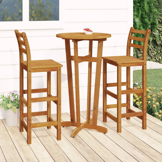 Ensemble de bar de jardin 3 pcs bois d'acacia solide