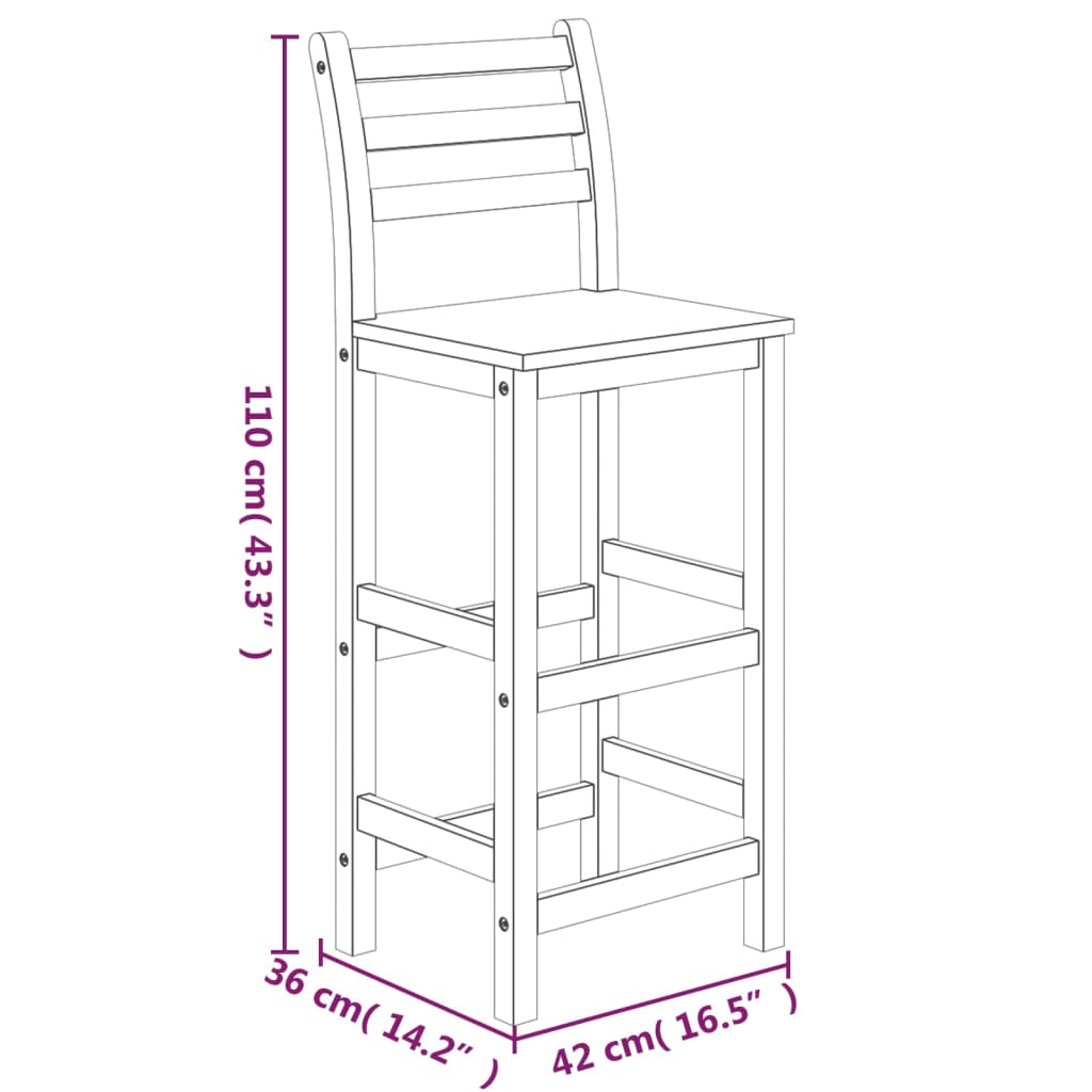 Ensemble de bar de jardin 5 pcs bois d'acacia solide