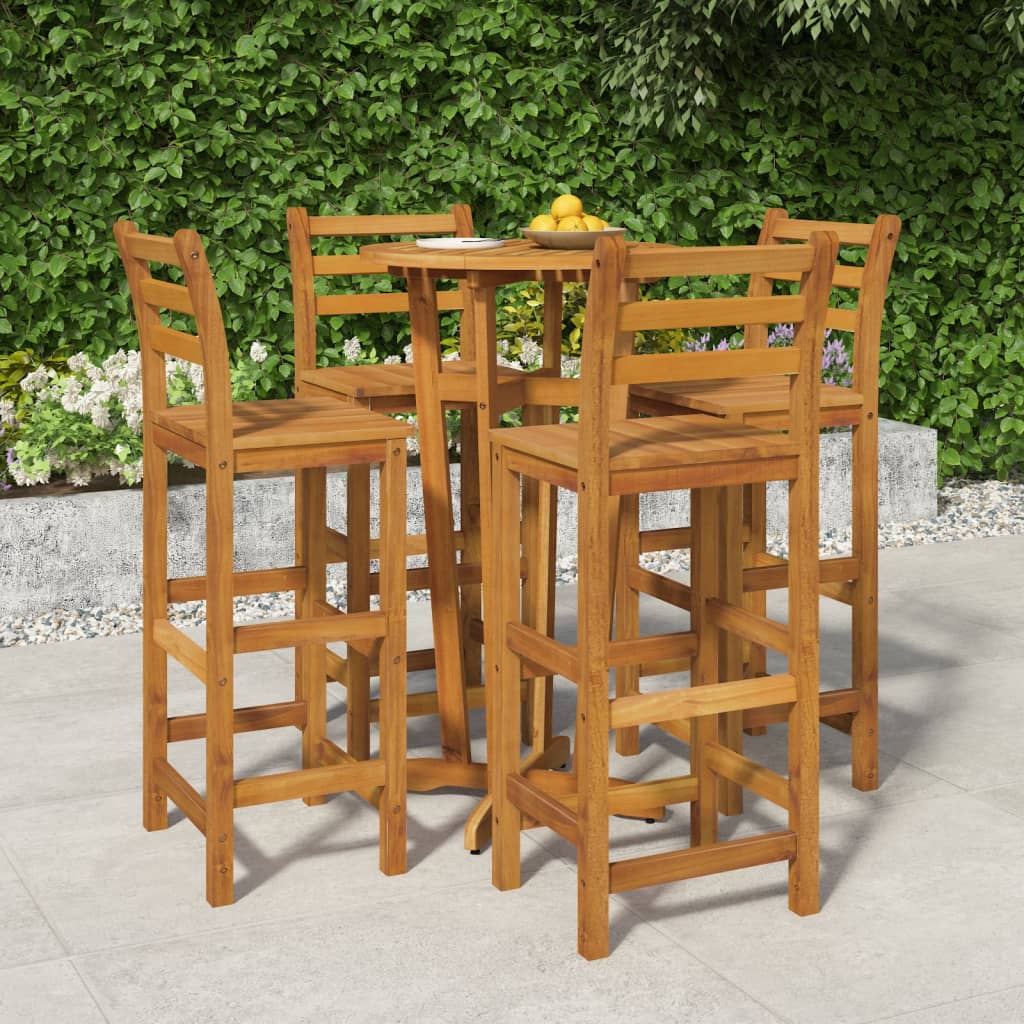 Ensemble de bar de jardin 5 pcs bois d'acacia solide