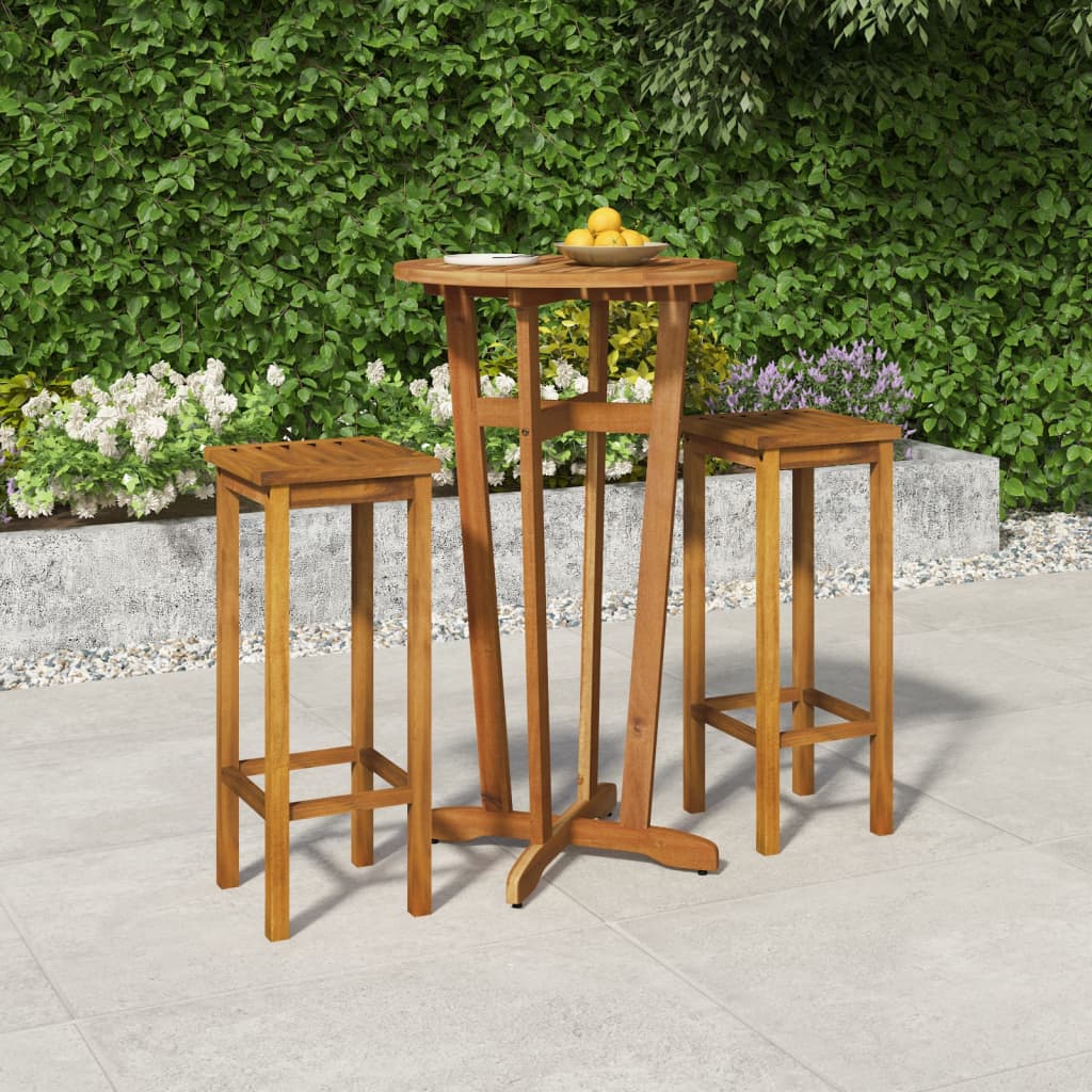 Ensemble de bar de jardin 3 pcs bois d'acacia solide