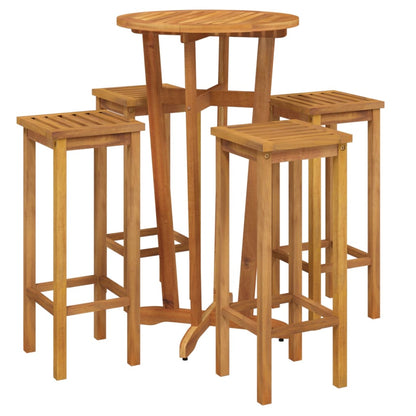 Ensemble de bar de jardin 5 pcs bois d'acacia solide