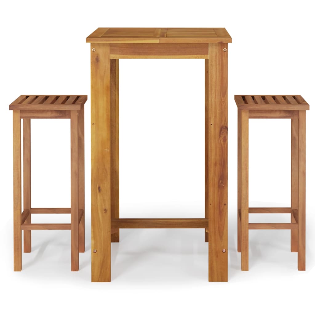 Ensemble de bar de jardin 3 pcs bois d'acacia solide