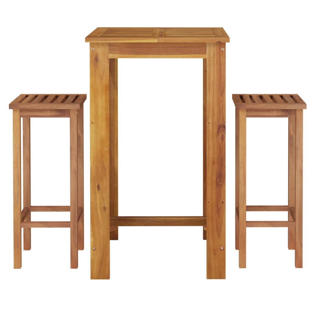 Ensemble de bar de jardin 3 pcs bois d'acacia solide