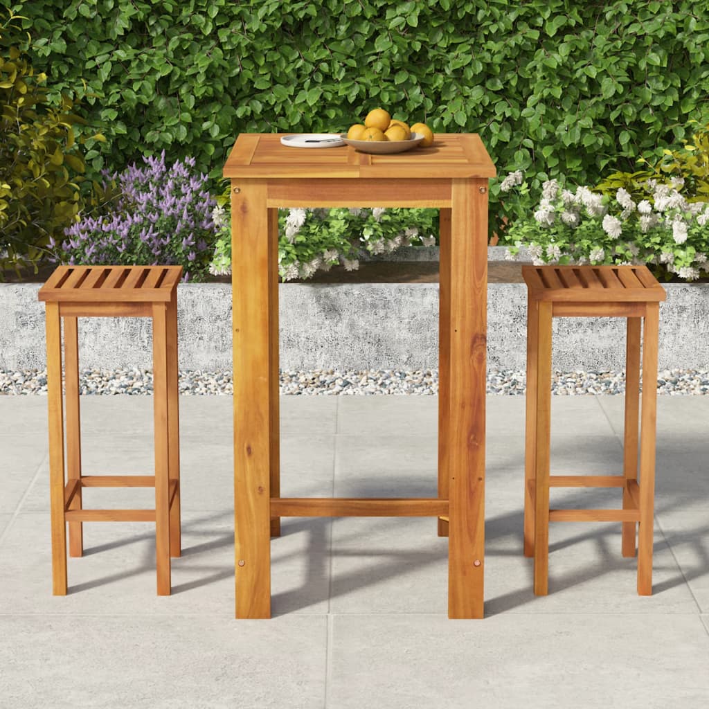 Ensemble de bar de jardin 3 pcs bois d'acacia solide