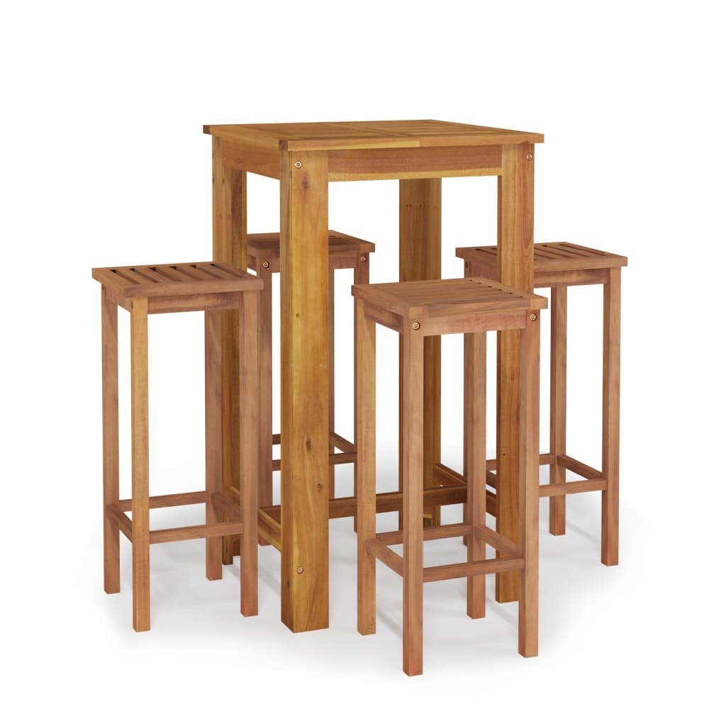 Ensemble de bar de jardin 5 pcs bois d'acacia solide