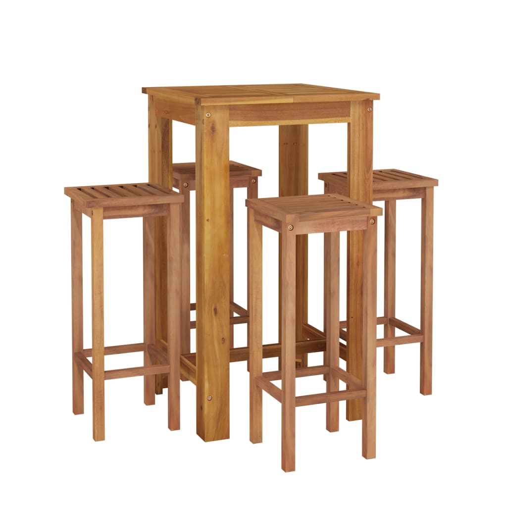 Ensemble de bar de jardin 5 pcs bois d'acacia solide