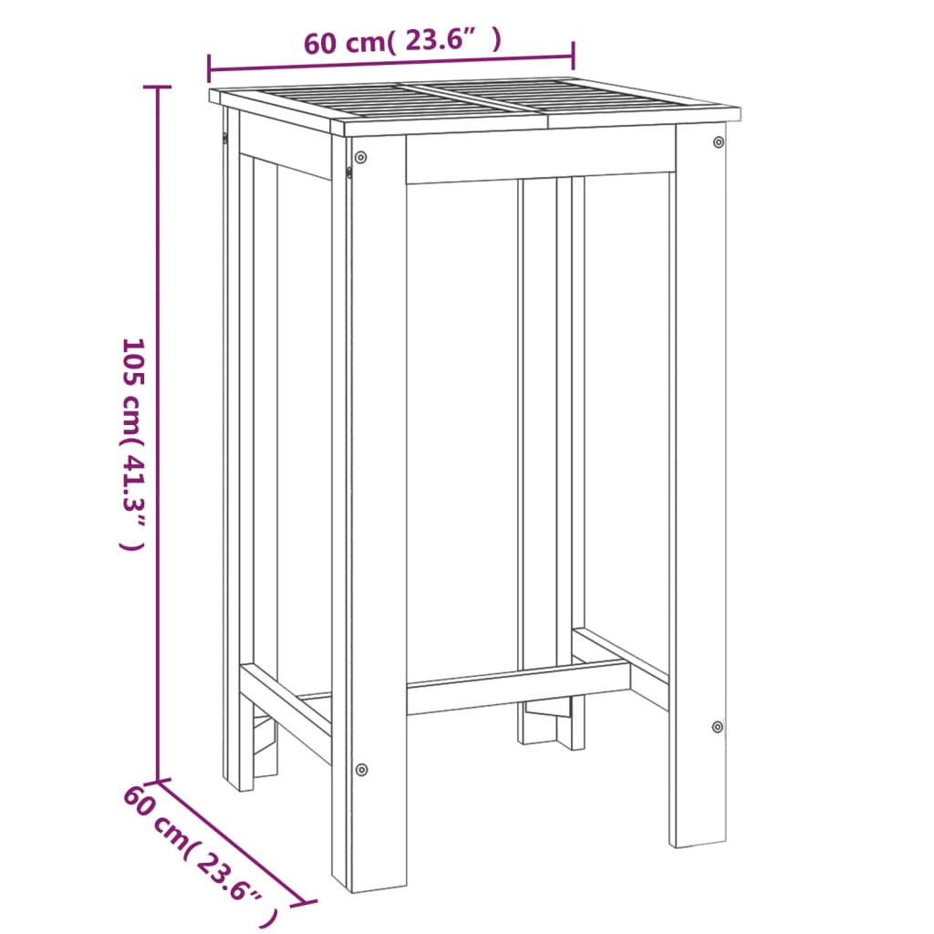 Ensemble de bar de jardin 5 pcs bois d'acacia solide