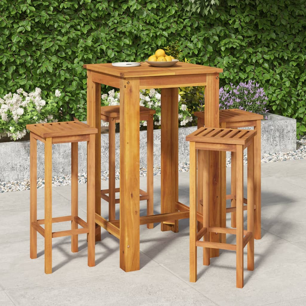 Ensemble de bar de jardin 5 pcs bois d'acacia solide