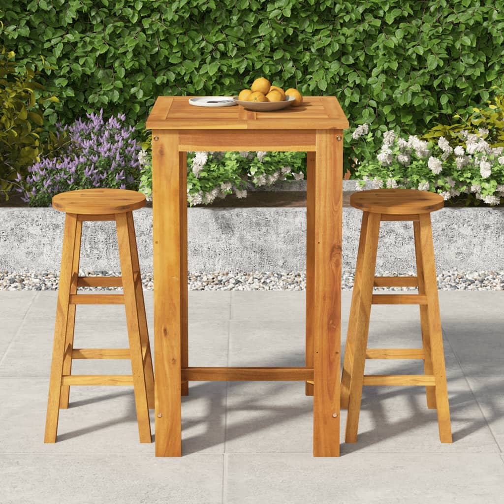 Ensemble de bar de jardin 3 pcs bois d'acacia solide