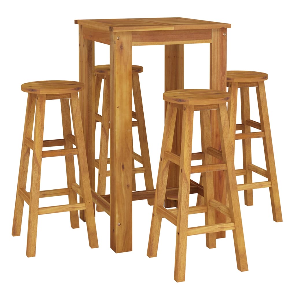 Ensemble de bar de jardin 5 pcs bois d'acacia solide