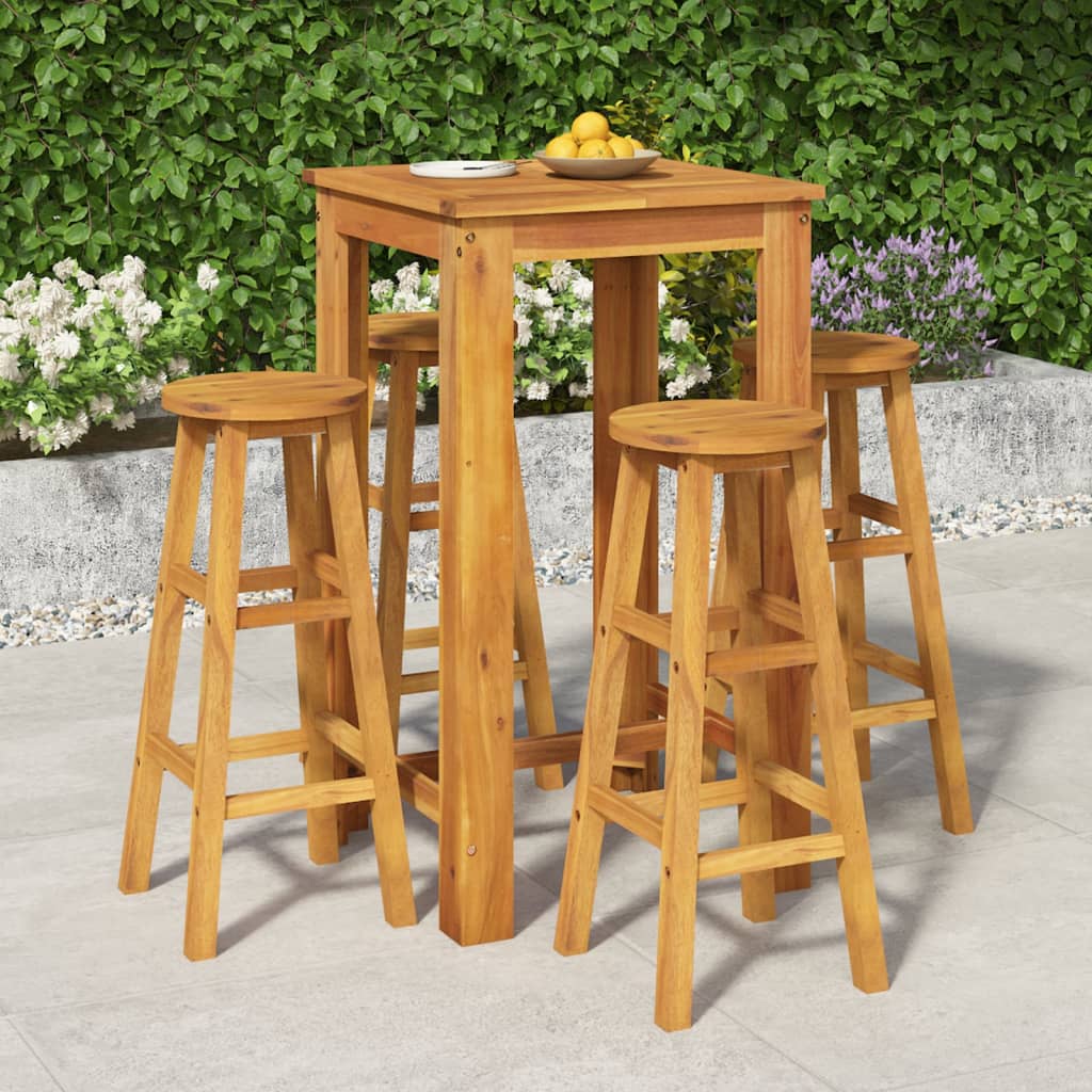 Ensemble de bar de jardin 5 pcs bois d'acacia solide