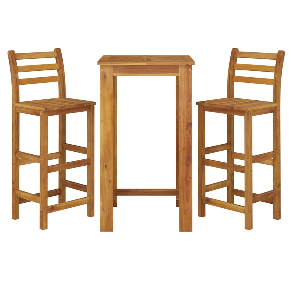 Ensemble de bar de jardin 3 pcs bois d'acacia solide