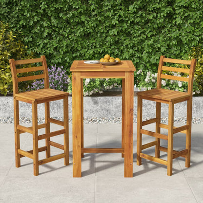 Ensemble de bar de jardin 3 pcs bois d'acacia solide