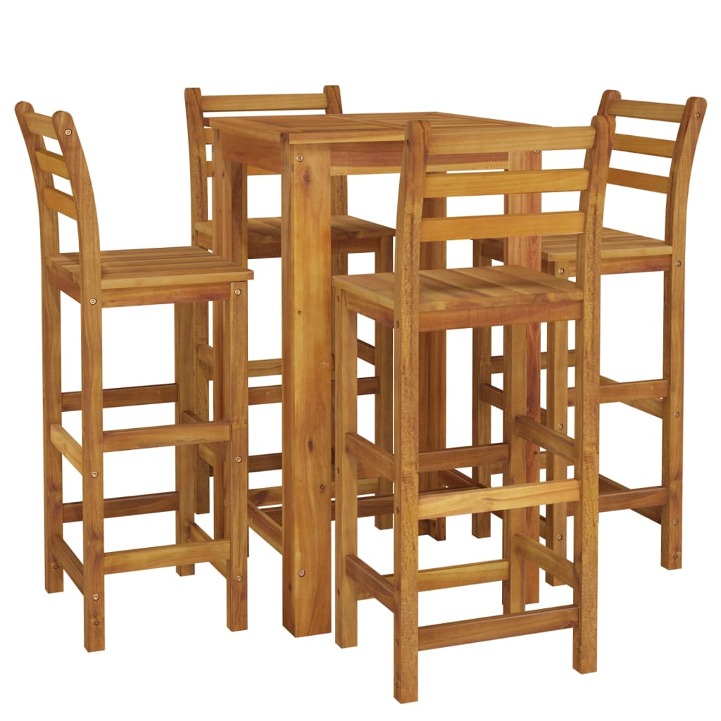 Ensemble de bar de jardin 5 pcs bois d'acacia solide