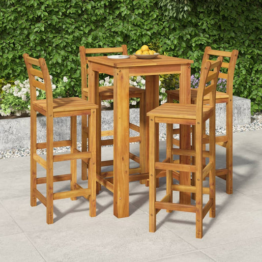 Ensemble de bar de jardin 5 pcs bois d'acacia solide