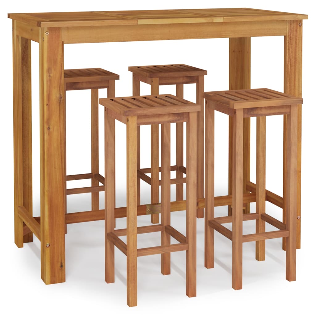 Ensemble de bar de jardin 5 pcs bois d'acacia solide