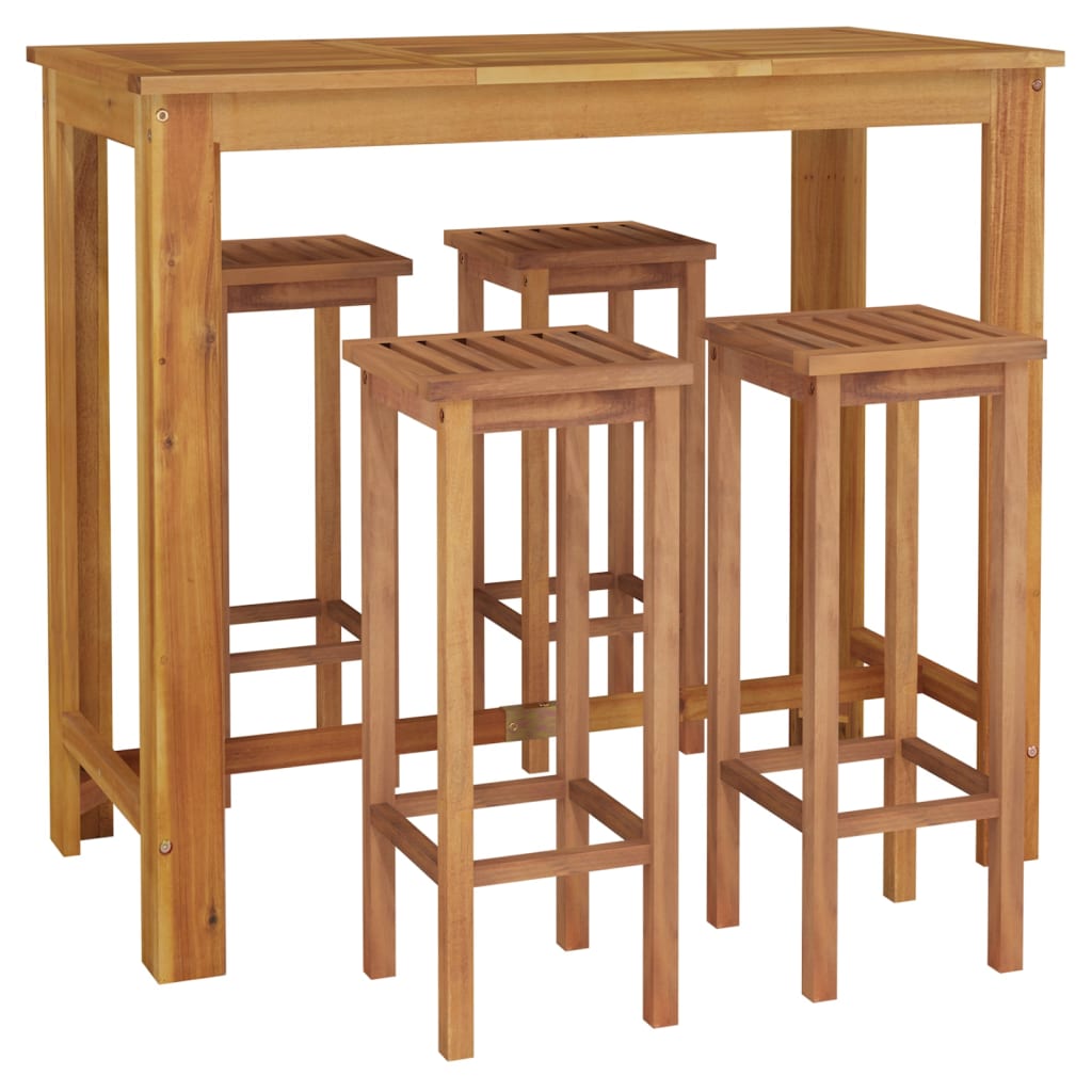 Ensemble de bar de jardin 5 pcs bois d'acacia solide