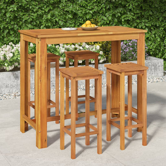 Ensemble de bar de jardin 5 pcs bois d'acacia solide