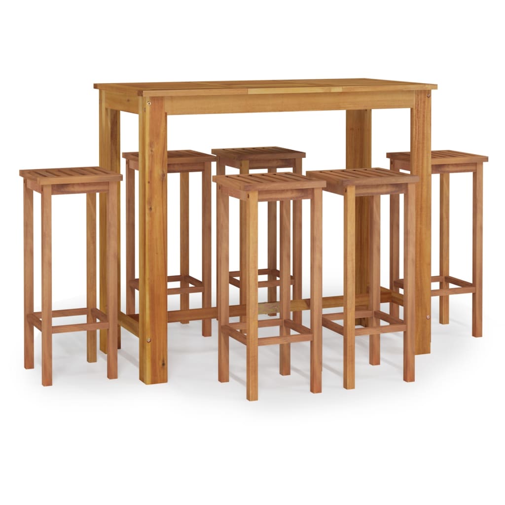 Ensemble de bar de jardin 7 pcs bois d'acacia solide