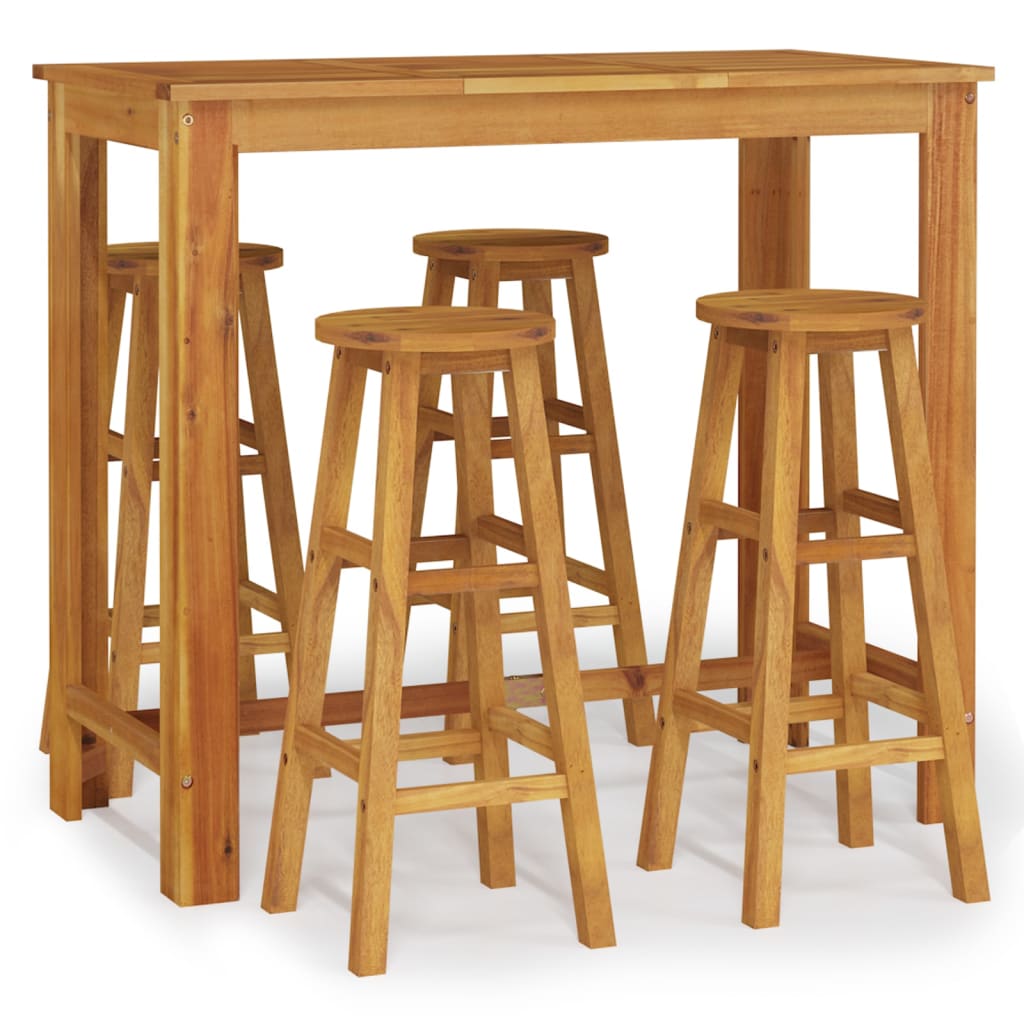 Ensemble de bar de jardin 5 pcs bois d'acacia solide