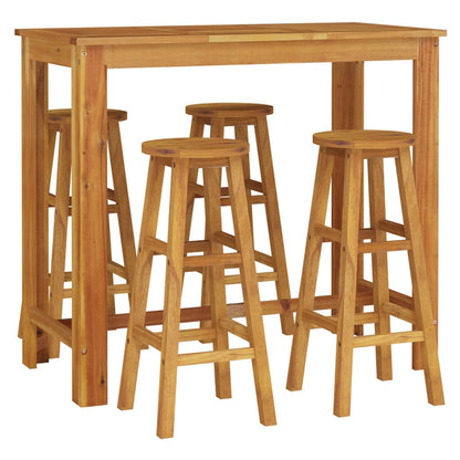 Ensemble de bar de jardin 5 pcs bois d'acacia solide