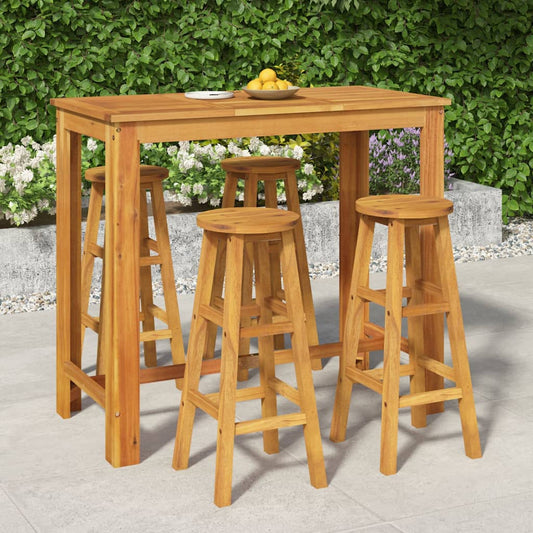 Ensemble de bar de jardin 5 pcs bois d'acacia solide