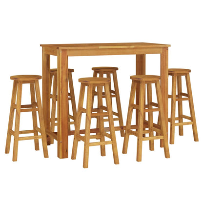 Ensemble de bar de jardin 7 pcs bois d'acacia solide