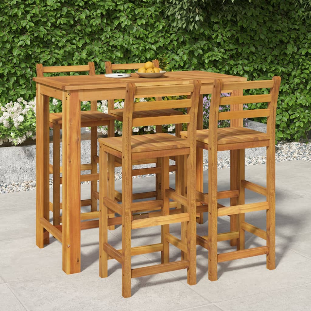 Ensemble de bar de jardin 5 pcs bois d'acacia solide