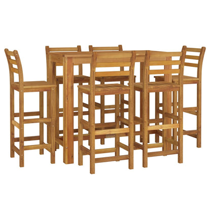 Ensemble de bar de jardin 7 pcs bois d'acacia solide