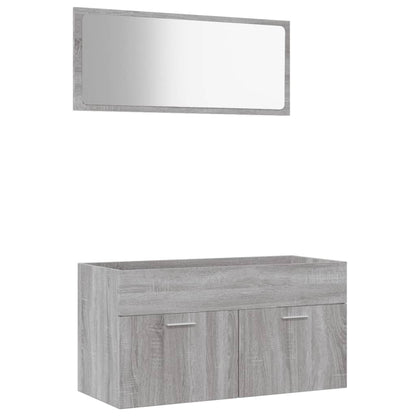 Ensemble de meubles de salle de bain 2 pcs Sonoma gris