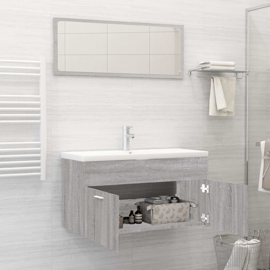 Ensemble de meubles de salle de bain 2 pcs Sonoma gris