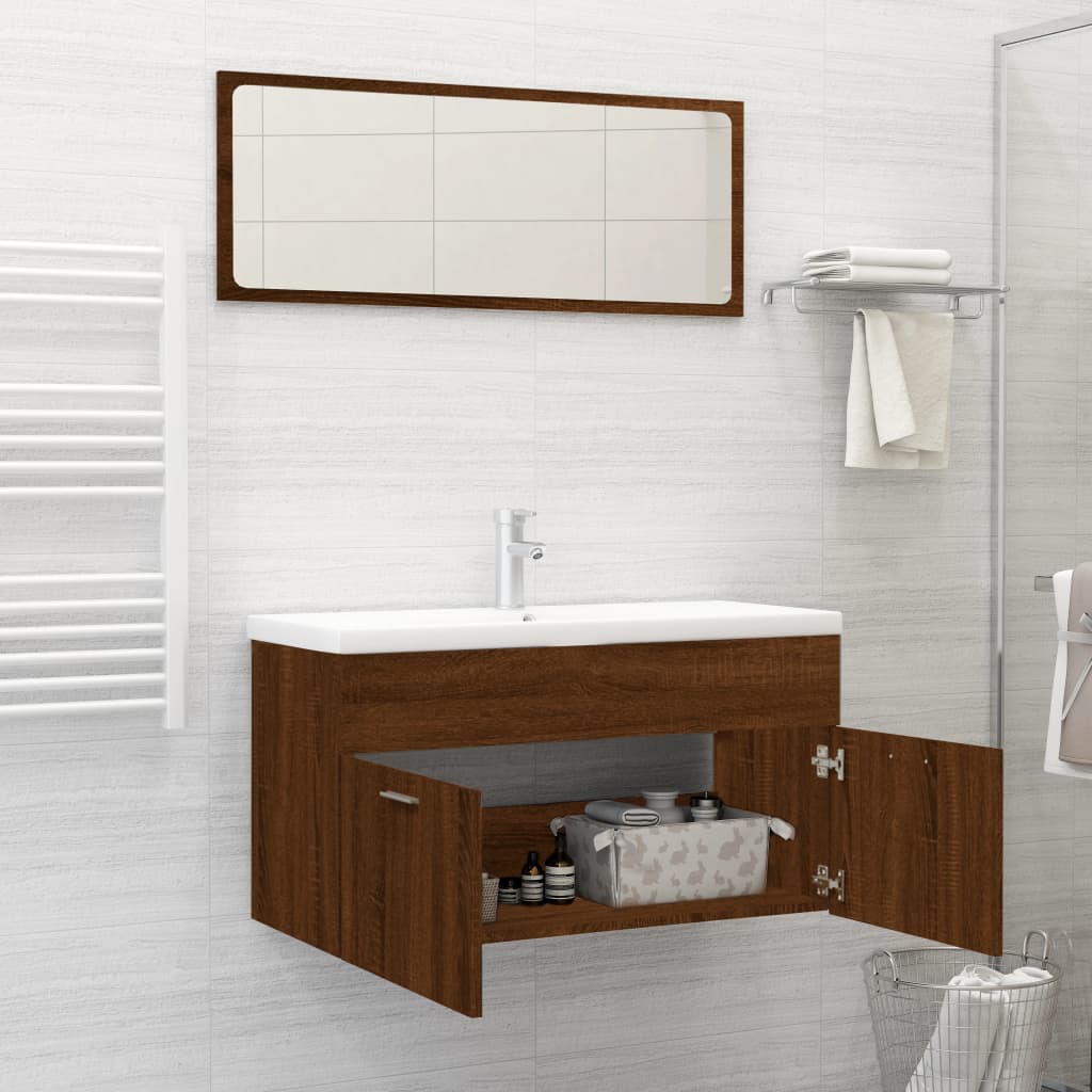 Ensemble de meubles de salle de bain 2 pcs Chêne marron