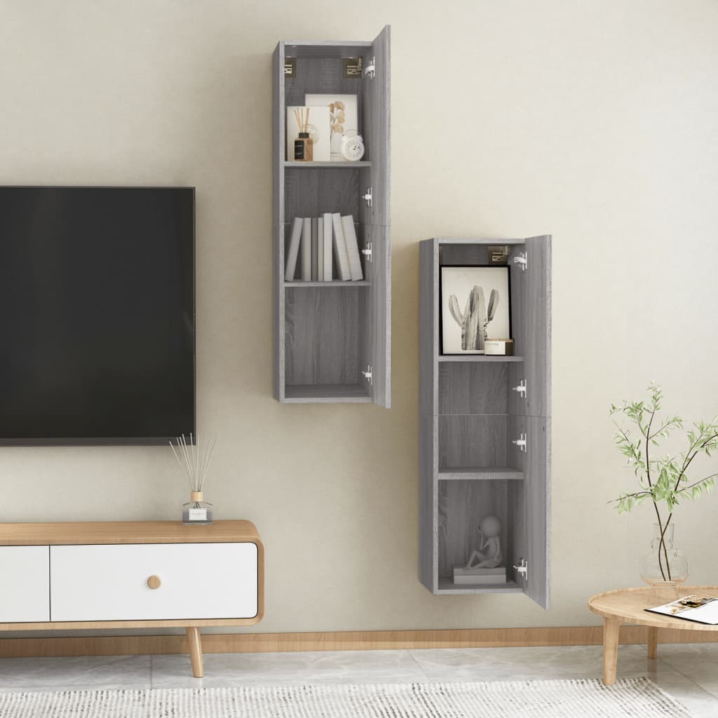 Meubles TV muraux 2 pcs Sonoma gris 30,5x30x110 cm