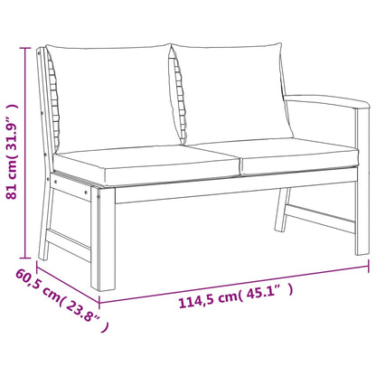 Ensemble à manger de jardin 6 pcs avec coussins Bois d'acacia