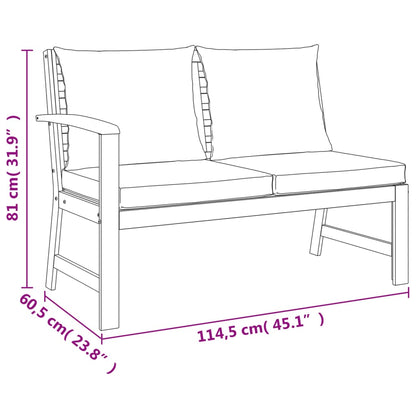 Ensemble à manger de jardin coussins 5 pcs Bois acacia