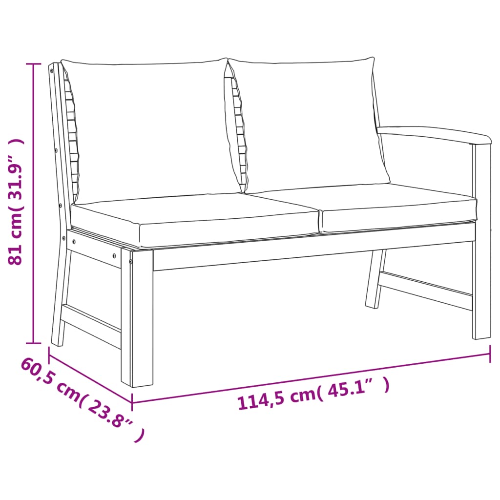 Ensemble à manger de jardin coussins 5 pcs Bois acacia