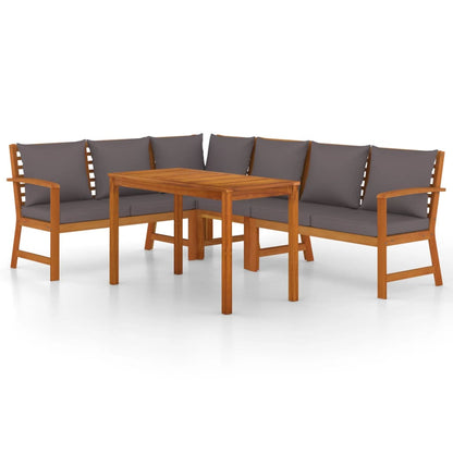 Ensemble à manger de jardin coussins 5 pcs Bois acacia