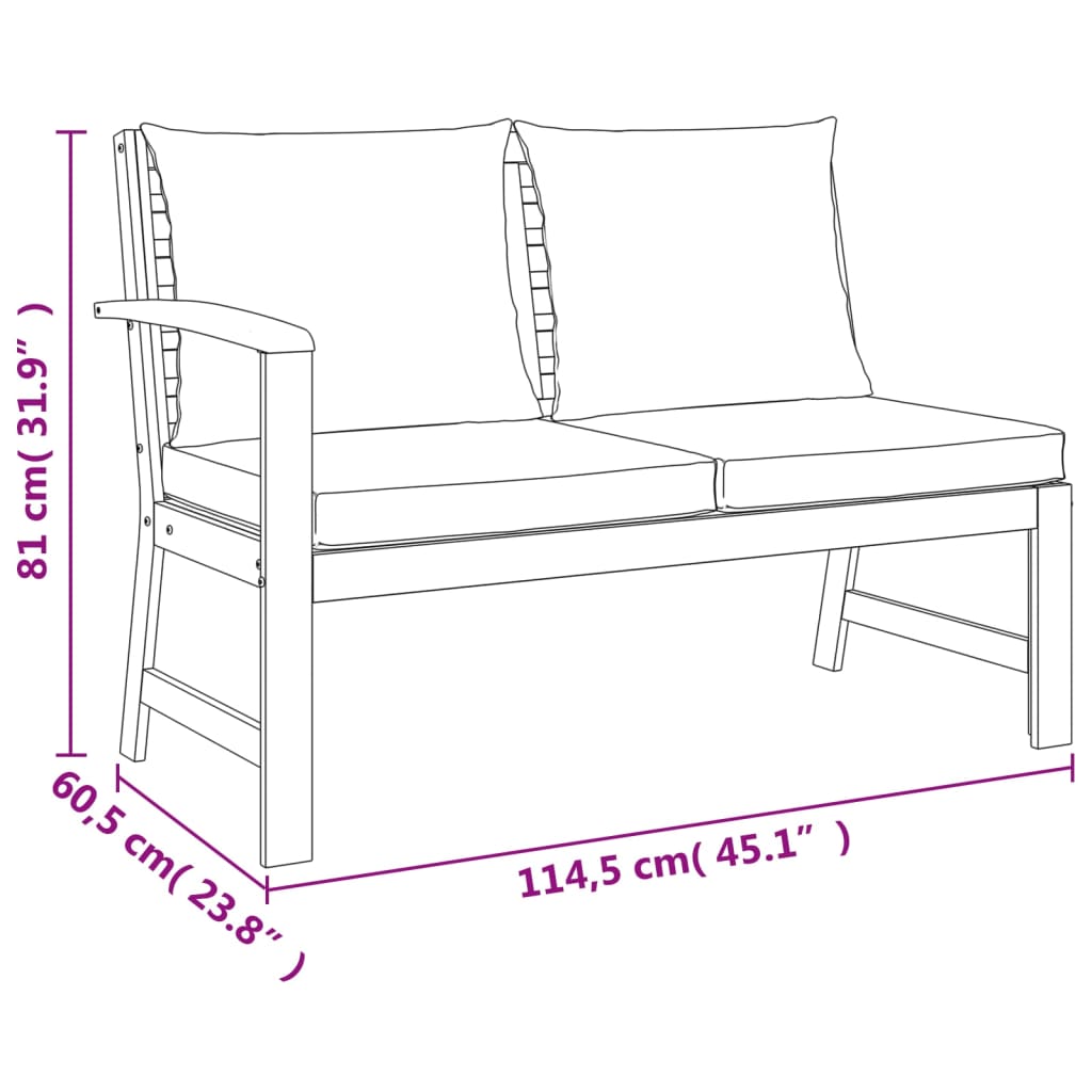 Ensemble à manger de jardin coussins 5 pcs Bois acacia