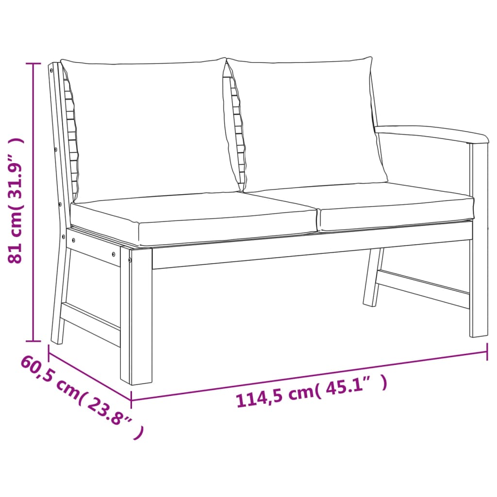 Ensemble à manger de jardin coussins 5 pcs Bois acacia