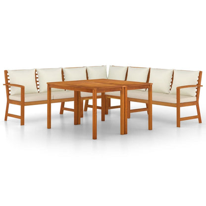 Ensemble à manger de jardin coussins 7 pcs Bois acacia