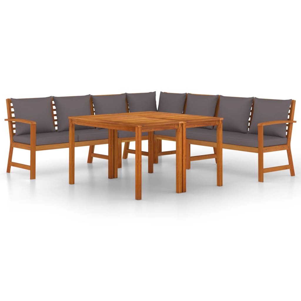 Ensemble à manger de jardin coussins 7 pcs Bois acacia